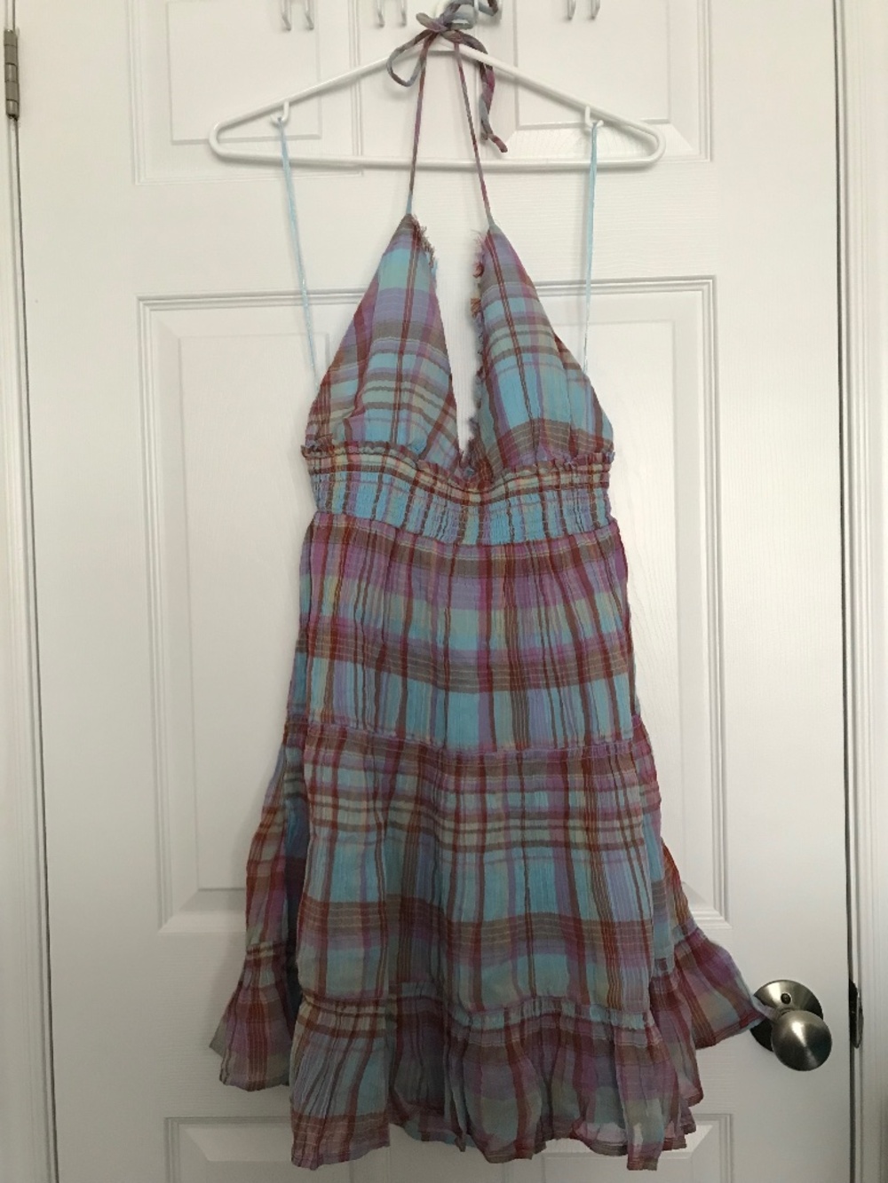 NWT Kimchi Blue Phoebe Open-Back Halter Knee Length Dress M Blue Purple - Picture 2 of 10